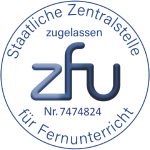 ZFU Siegel: Staatliche Zentralstelle für Fernunterricht, zugelassen, Nr. 7474824